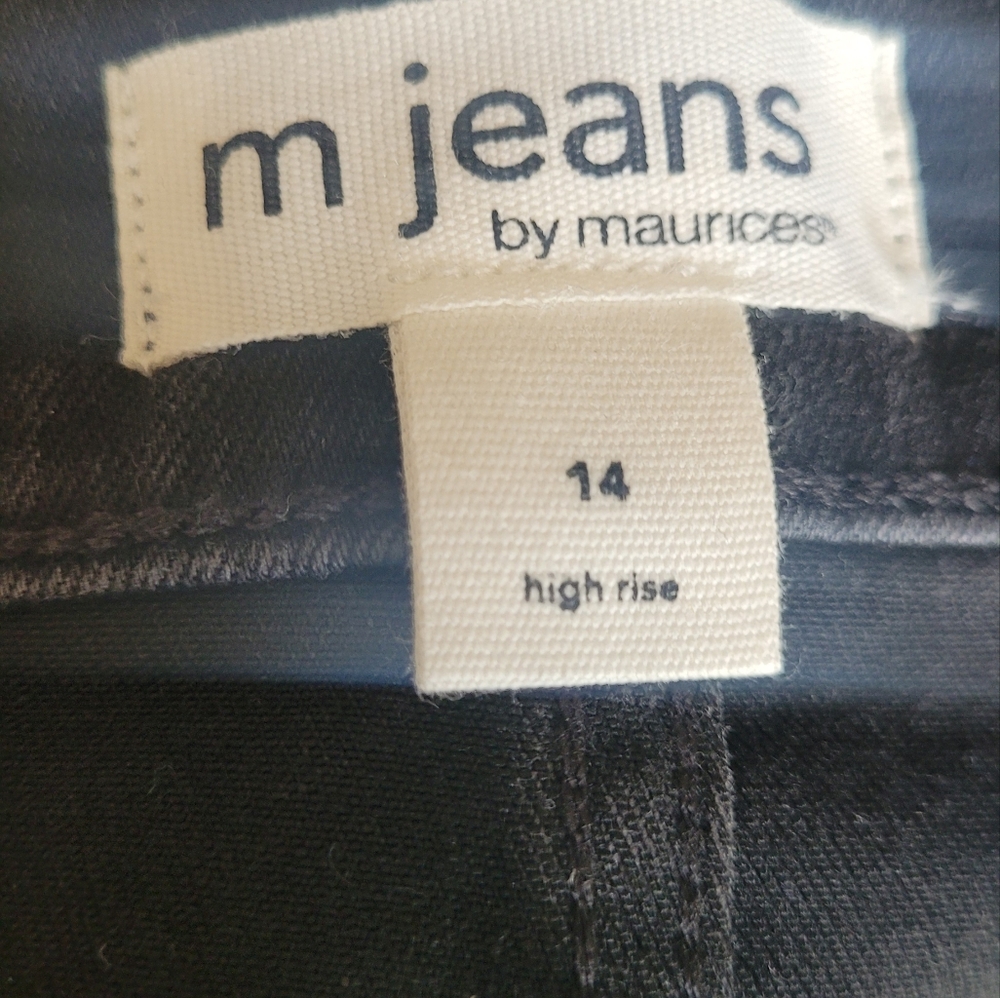 Maurices Black Denim Skirt stretchy and comfy front split - Picture 9 of 12